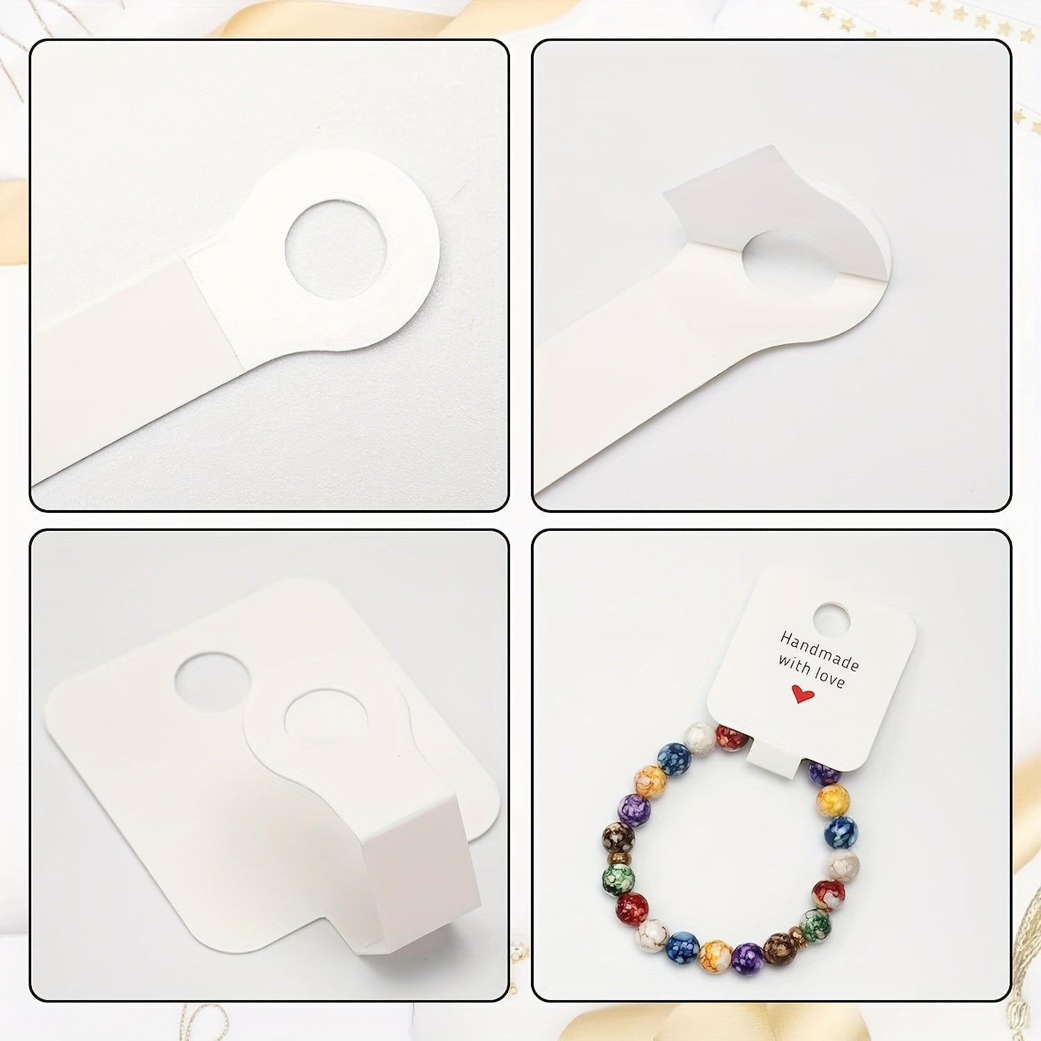 100pcs Self Adhesive Bracelet Display Cards Love Heart Blank Cards
