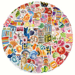 100pcs Mediterranean Cartoon Graffiti Stickers Vinyl Decals for Water Bottles