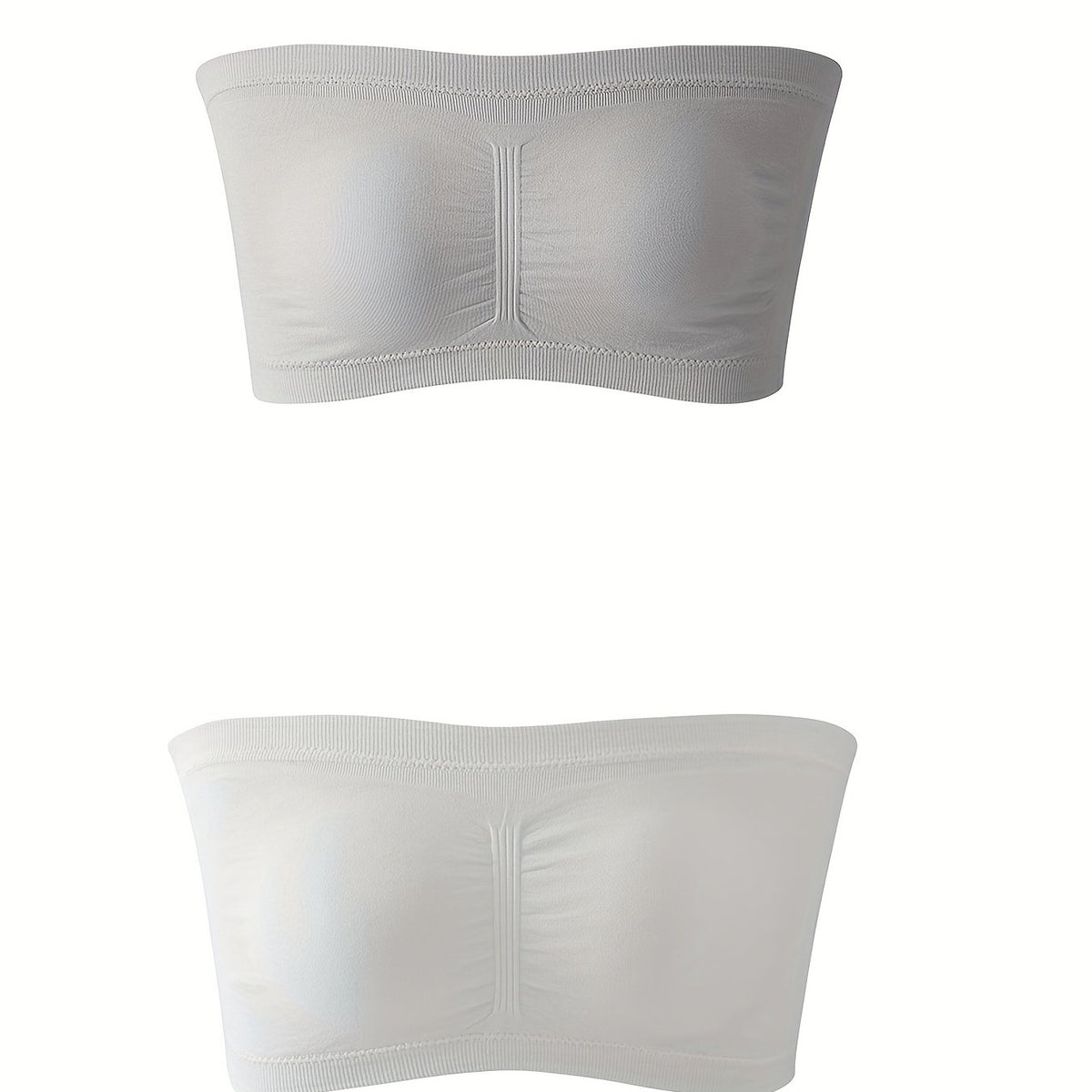 2 Pack Plus Size Bandeau Set Solid Tube Bra High Stretch