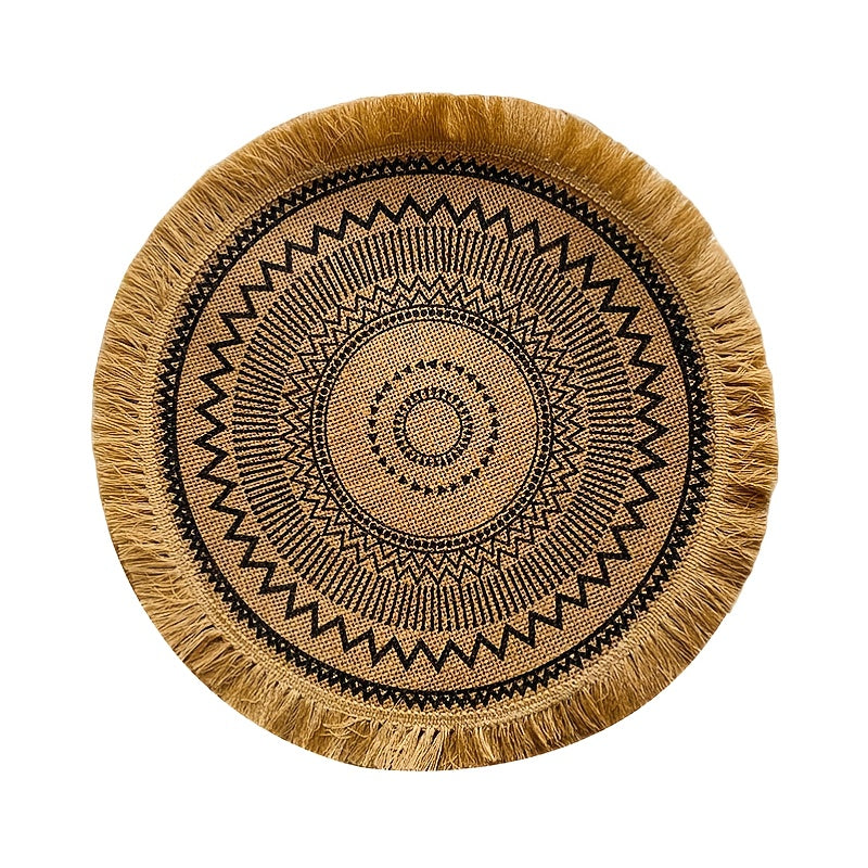 Heat Insulated Linen Coaster Jute Decorative Mat for Home Kitchen Tabletop