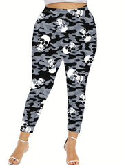 Camo & Skull Print Skinny Leggings for Women