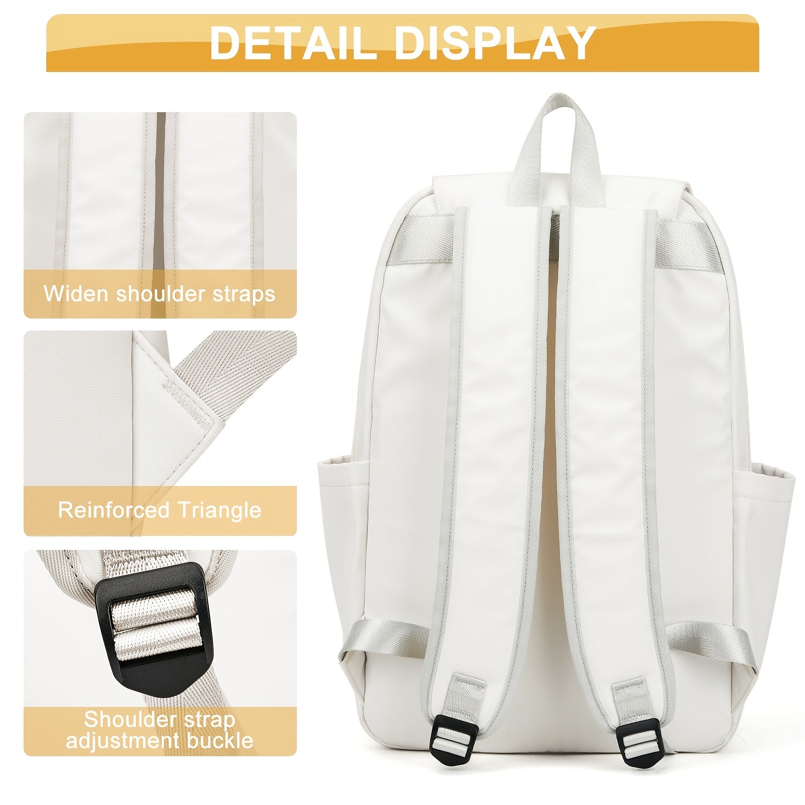 Casual Solid Backpack Minimalist Storage Travel Bag Flap School Bag
