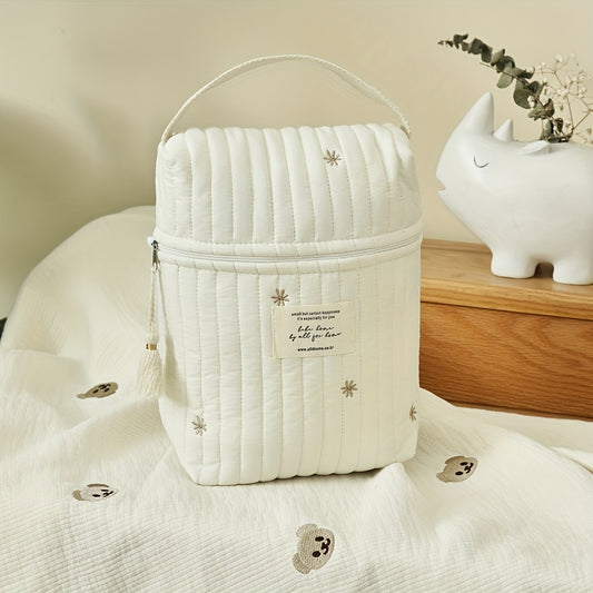 Cotton Diaper Wipes Bag with Embroidery Baby Stroller Handlebar Hanging Bottle S