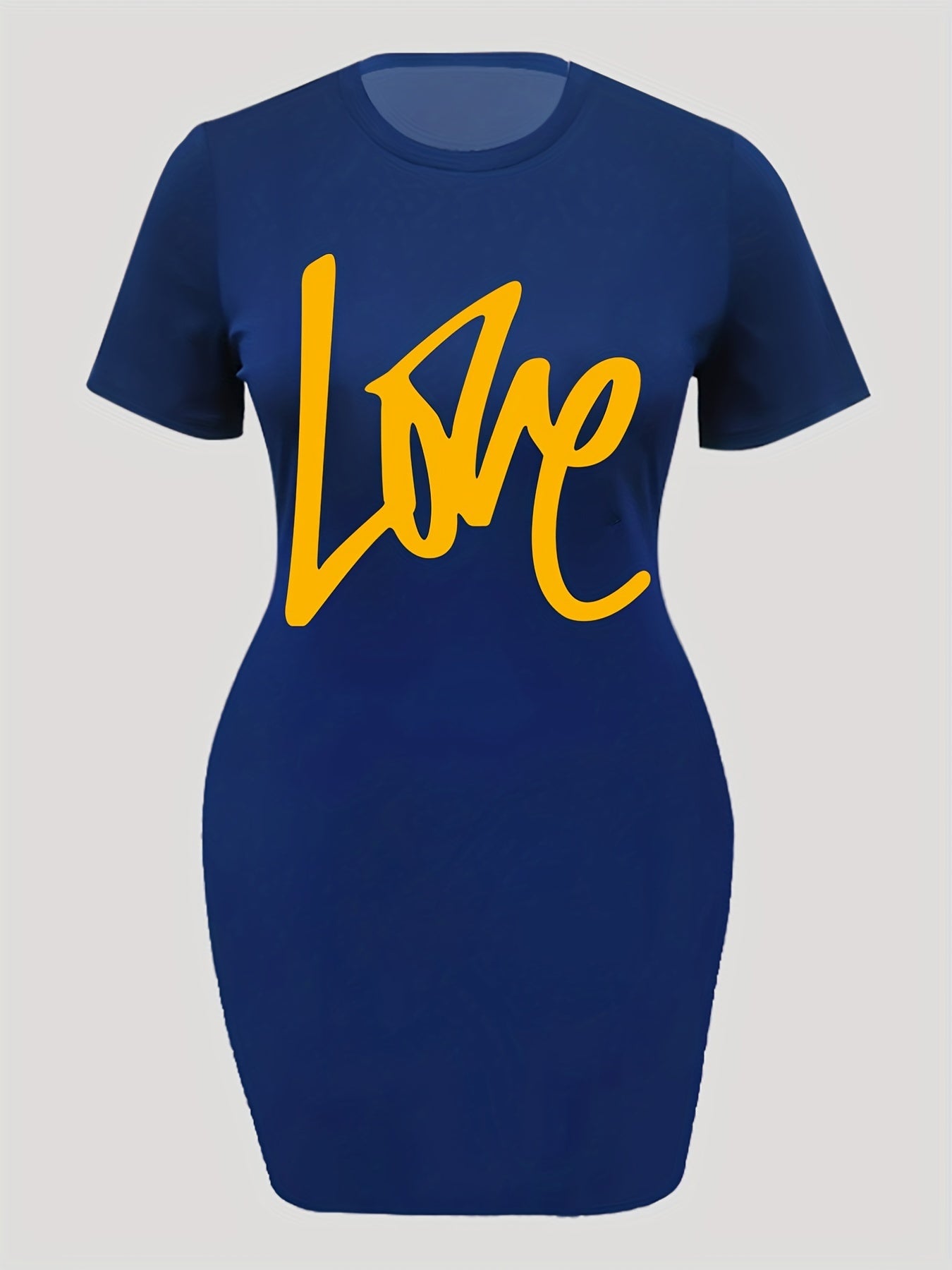  Casual Dress Women's Plus Letter Print Short Sleeve