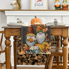 Fall Series Table Runner Thanksgiving Theme Linen Table Cloth Autumn Gnome Pumpk