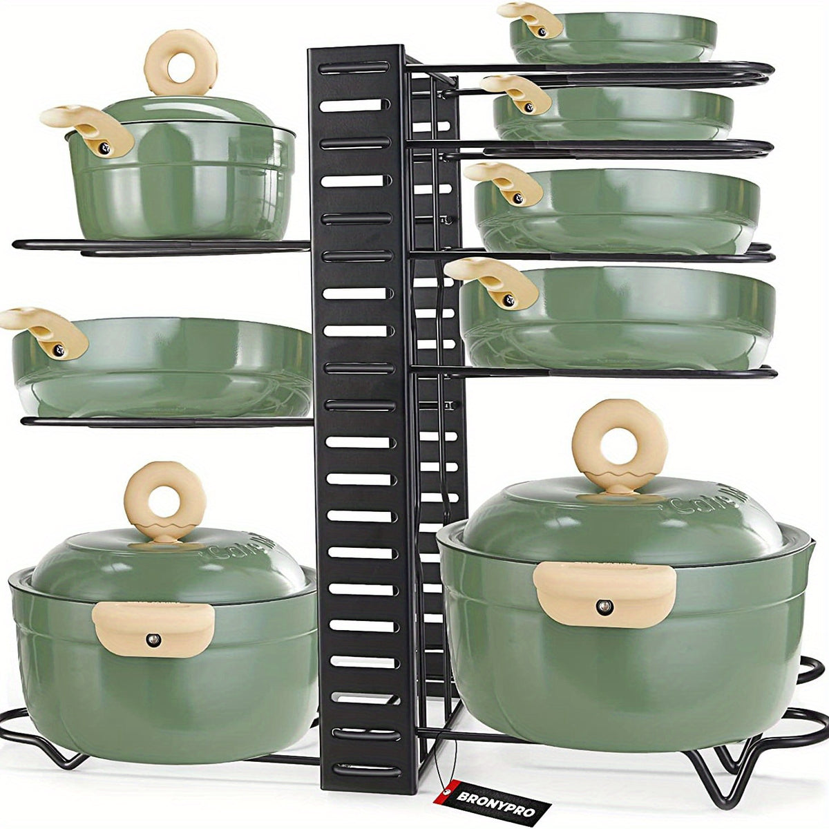 Adjustable Pots and Pans Organizer 8 Slots Rustproof