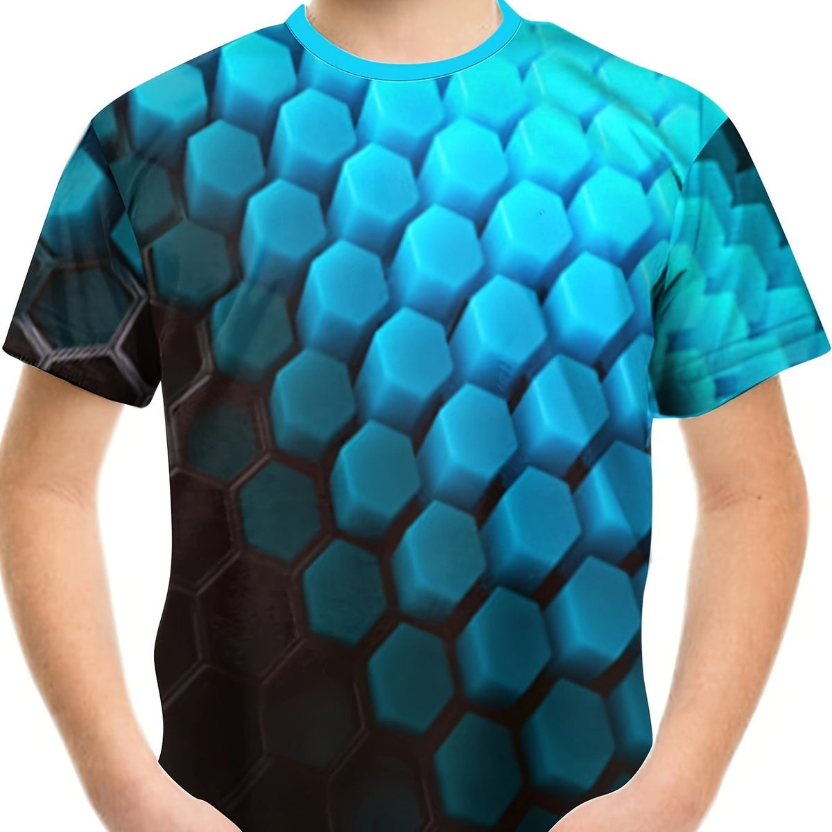 Geo 3D Print Boy's T shirt Short Sleeve Summer Comfort Top