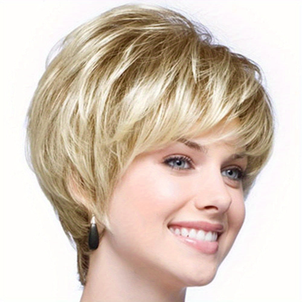Short Pixie Cut Synthetic Wig With Bangs Natural Looking