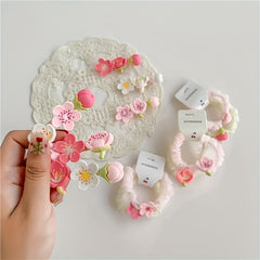 Peach Blossom Tulip Lily Hair Clips Barrette Scrunchie