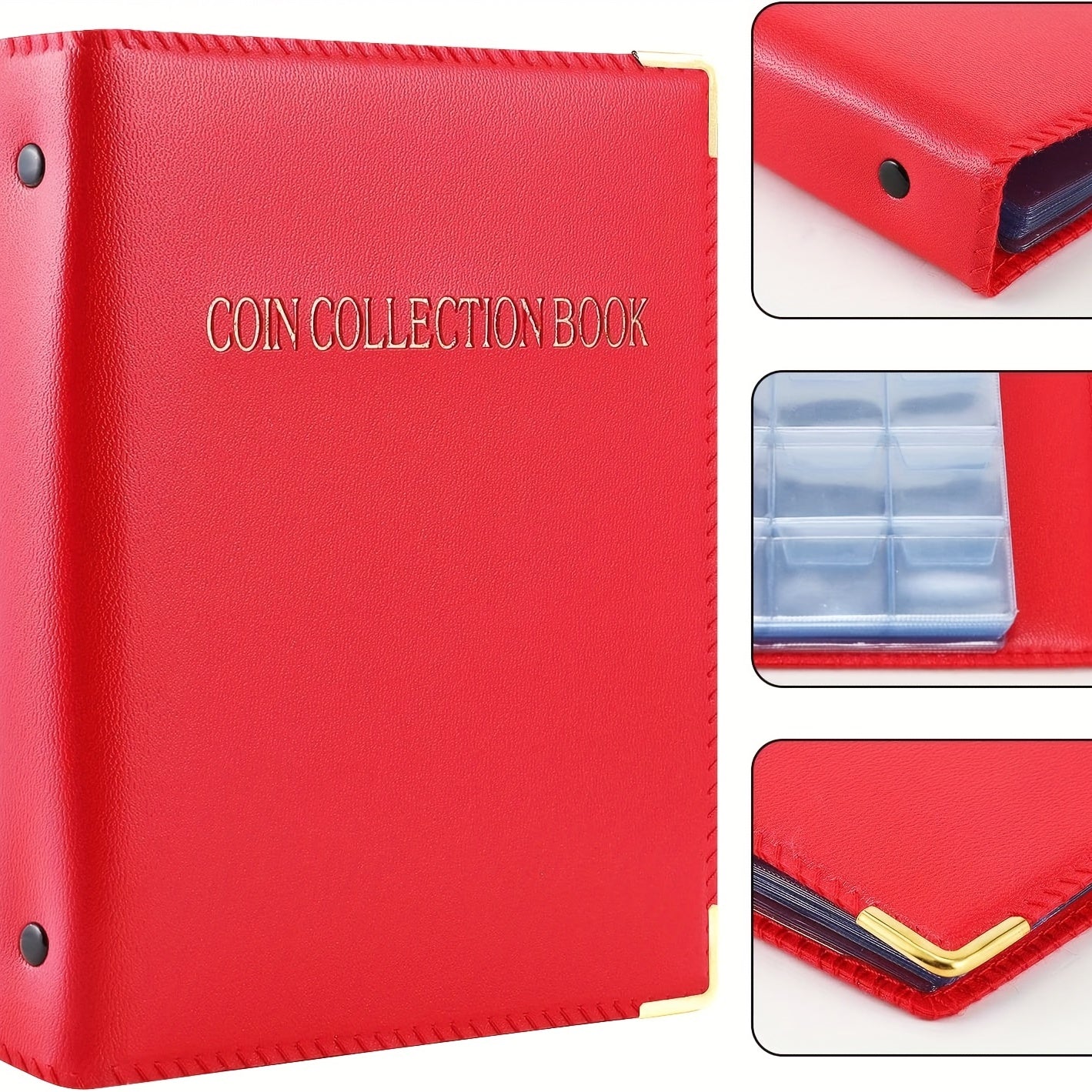 480 Grids Leather Binder Coin Collection Book Large Capacity Coin Storage