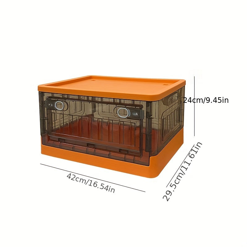Plastic Foldable Storage Box With Door Stackable Storage Bin