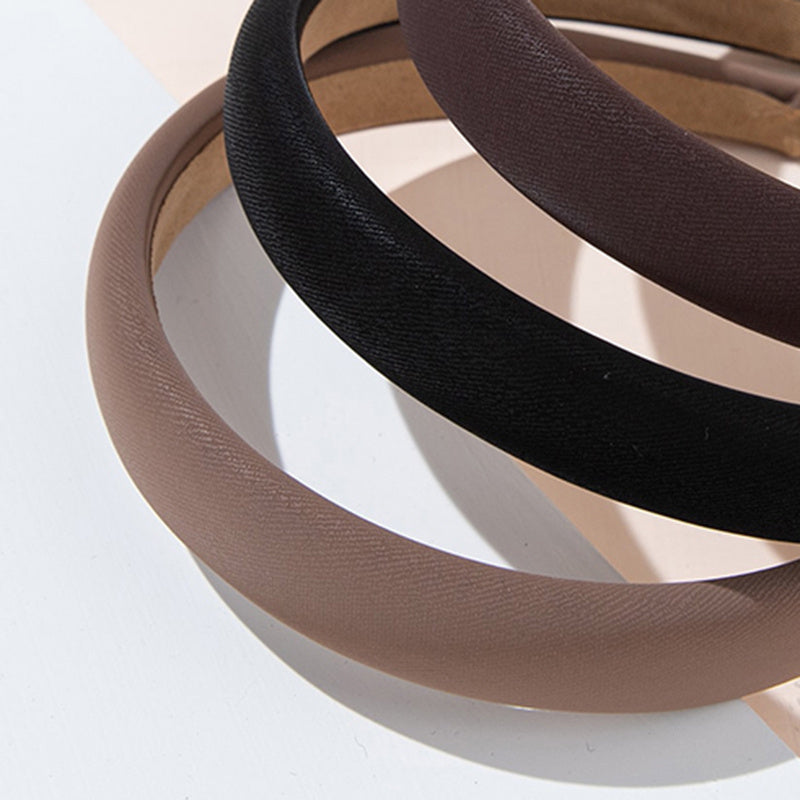3pcs Women Solid Leather Party Headband Hair Loop Clasp Glitter Hairbands