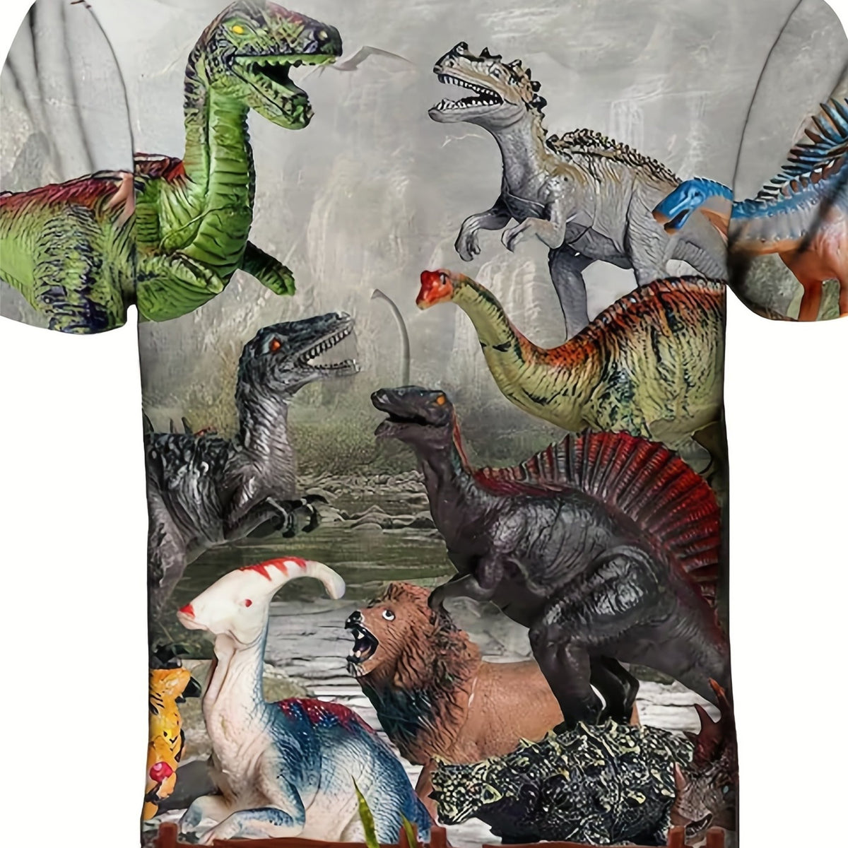 Fun Dino T Shirt 3D Print Short Sleeve Crew Neck Top for Kids