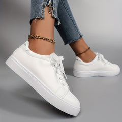 Women's Lace-Up Flat Skate Shoes Non-Slip Casual Walking Shoes