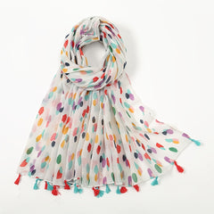 Floral Chiffon Printed Scarf Silk Bandana Tassel Shawl