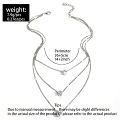 Retro Zircon Necklace Star Water Drop Pendant Clavicle Chain