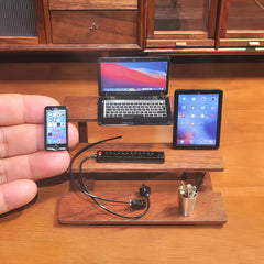 1:6 Scale Digital Devices & Coffee Set - Metal Smartphone, Tablet, Laptop