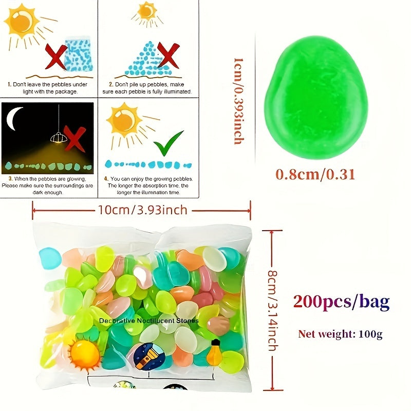 200pcs Glow Stones for Garden & Aquarium
