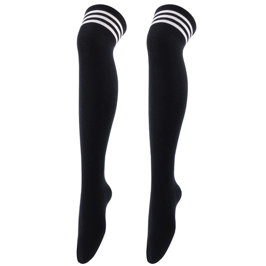 Striped Trim Thigh High Socks Over The Knee Women's Stockings