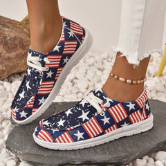 Women's Star & Striped Canvas Shoes Lace Up Outdoor Casual Shoes