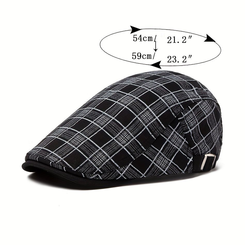 Men's Plaid Retro Linen Sun Visor Beret