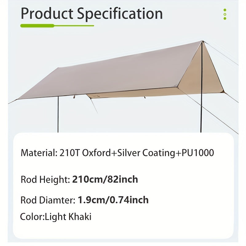 Large Canopy Sun & Rain Protection Awning for Camping Picnic