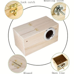 Solid Wood Parrot Breeding Box Spacious Nesting Cage