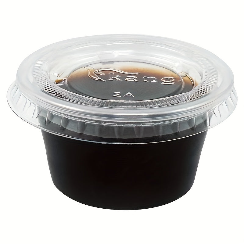 50pcs 2oz/4.5oz Clear Disposable Cups with Lids for Sauces, Condiments, Souffle