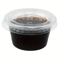 50pcs 2oz/4.5oz Clear Disposable Cups with Lids for Sauces, Condiments, Souffle
