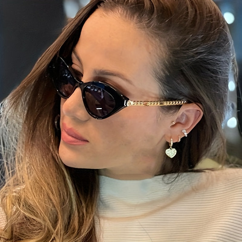 Cat Eye Sunglasses Metal Chain Charm Anti Glare UV400