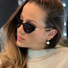 Cat Eye Sunglasses Metal Chain Charm Anti Glare UV400