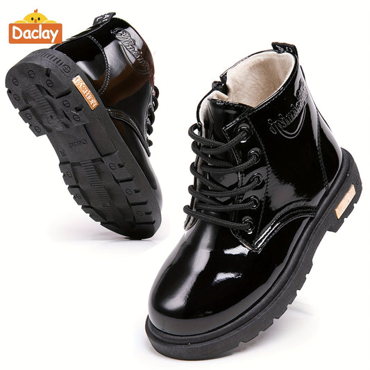 Daclay Girls' Casual Ankle High Boots with Fleece Lining