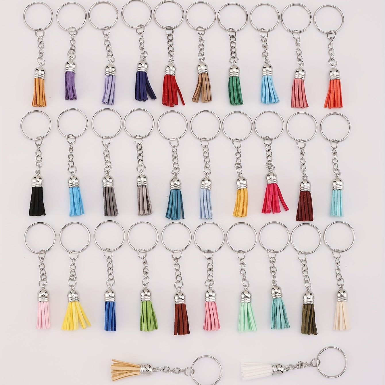 32pcs Candy Tassel Keychain Leather Key Ring Bag Charm Birthday Party Favors