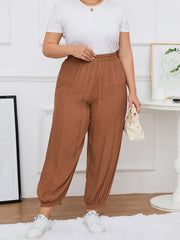  Solid Textured High Rise Jogger Trousers