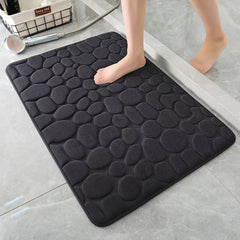 Memory Foam Bath Mat Cobblestone Water Absorbent Non Slip