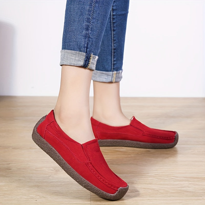 Women's Slip-On Boat Shoes Soft PU Leather Comfortable Walking Flats