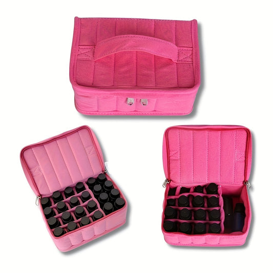 Essential Oil Organizer Case Holds 17 Bottles Double Zipper Portable Handle