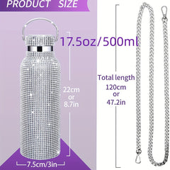 500ml Bling Stainless Steel Insulated Water Bottle 18oz Vacuum Flask