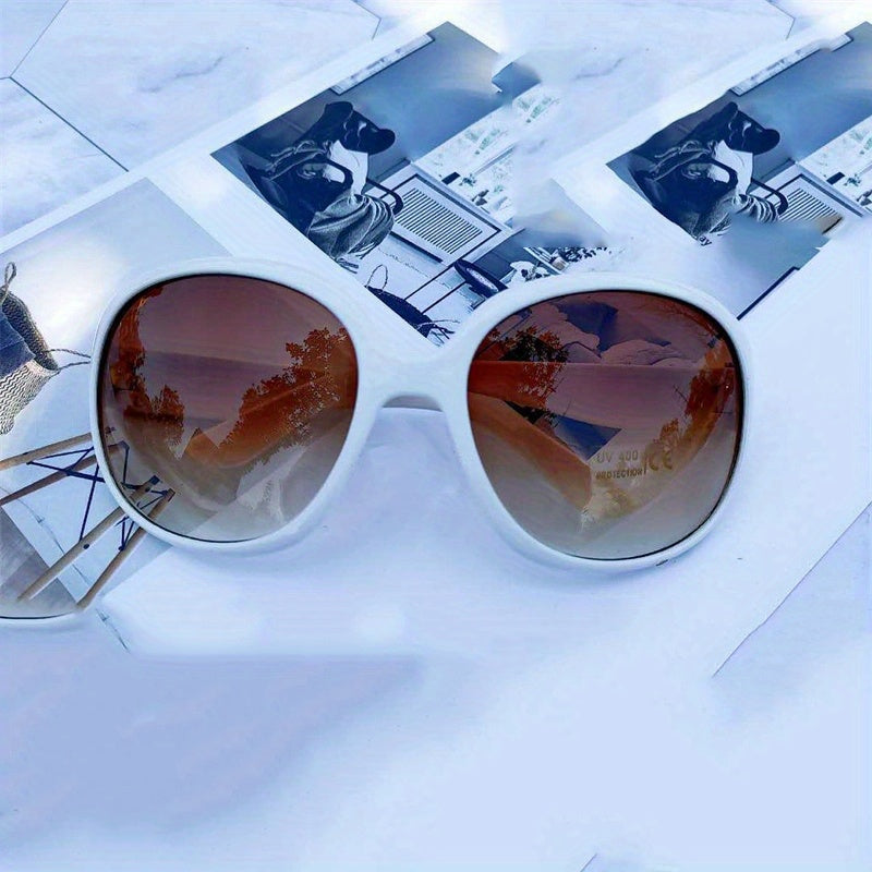 Large Oval Sunglasses Retro UV400 Sun Shades for Beach Travel