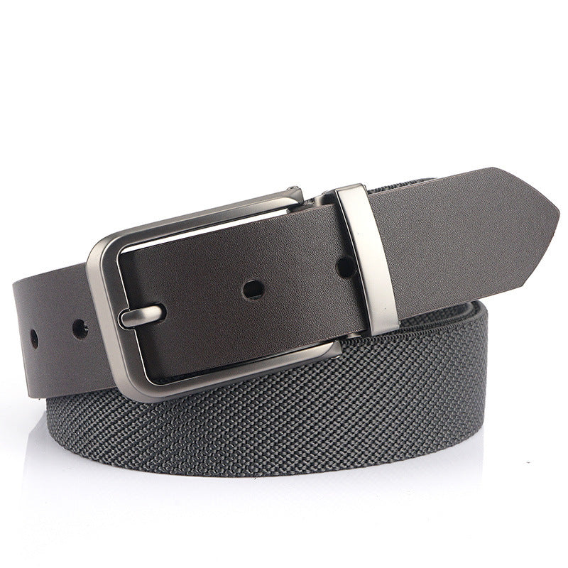 Men's Microfiber Pin Buckle Belt Casual Lightweight Inner Silver Buckle Belt