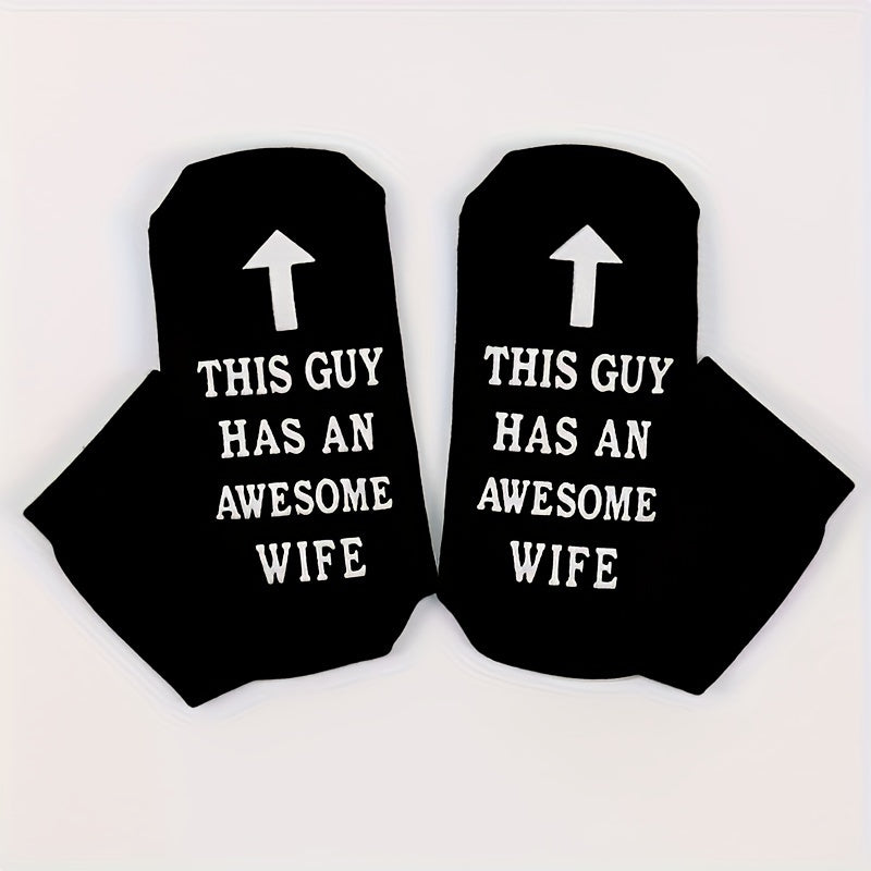 Men's Funny Novelty Socks Awesome Wife Cotton Crew Socks