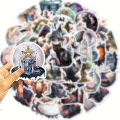 50pcs Halloween Witch Stickers Pack - Waterproof Vinyl Stickers