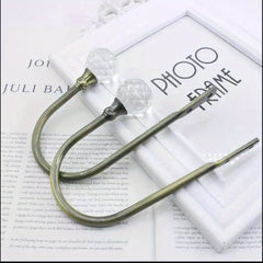 2pcs Crystal Curtain Hooks U Shaped Hooks Wall Mounted Curtain Tieback