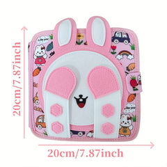 Colorful Bunny Sensory Busy Book with 3D Pop Up Pages Soft Touch Felt Fabric