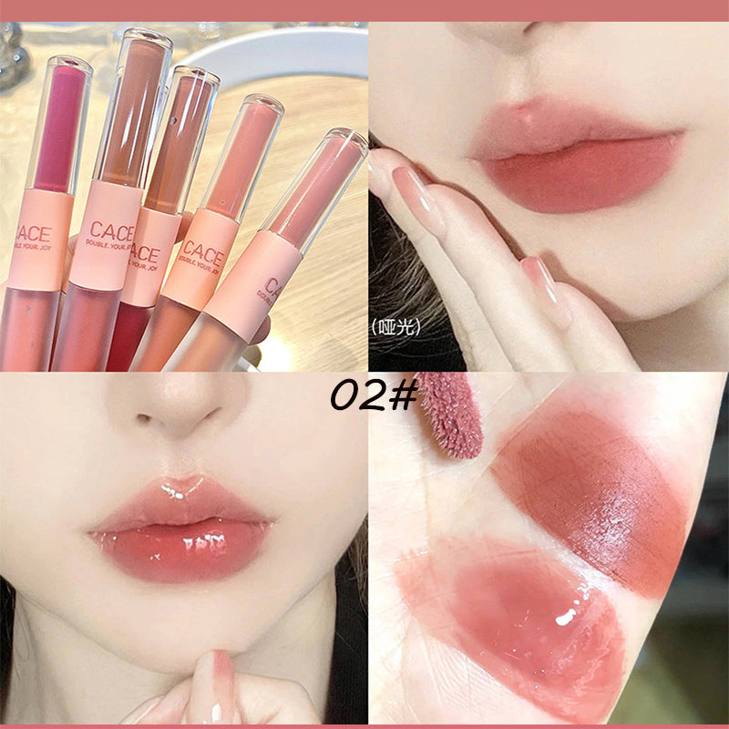 Double Ended Lustrous & Matte Lip Glaze, Translucent Lip Tint - 6 Colors