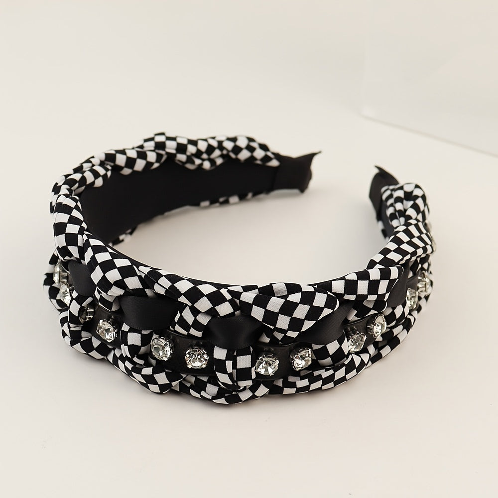 Synthetic Hair Braided Headband with Houndstooth Scarf