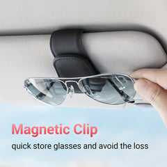 Magnetic Leather Sunglasses Holder for Car Interior