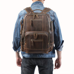 Vintage Men's Leather Backpack Classic Outdoor Travel Bag