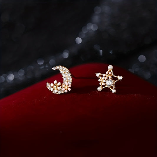 Sweet Star Moon Flower Stud Earrings Girls Holiday Gift