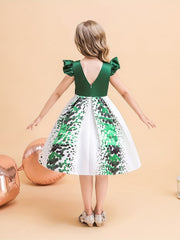 Girls Polka Dot Princess Dress Gown With Bag for Party Performance